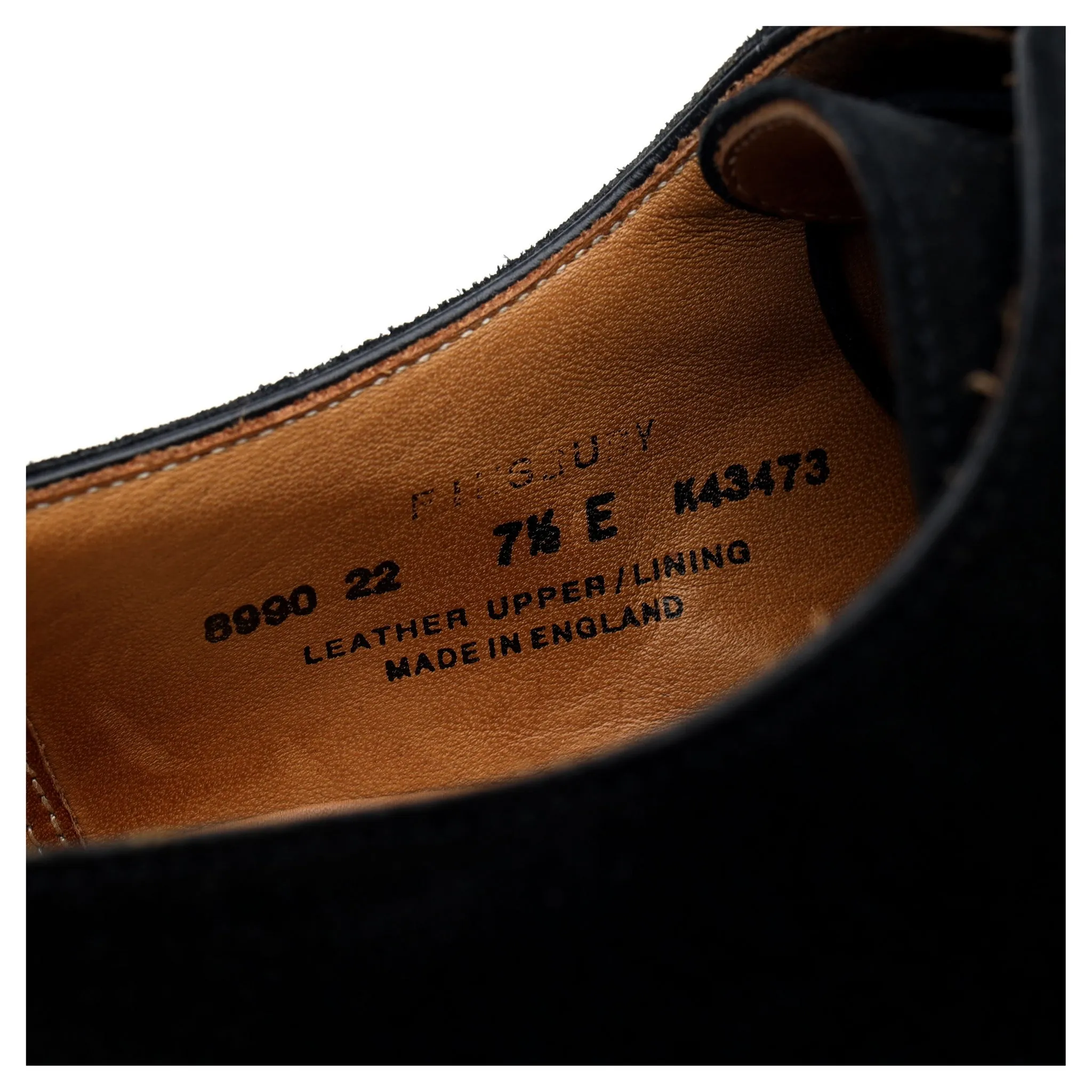 'Finsbury' Black Suede Apron Derby UK 7.5 E