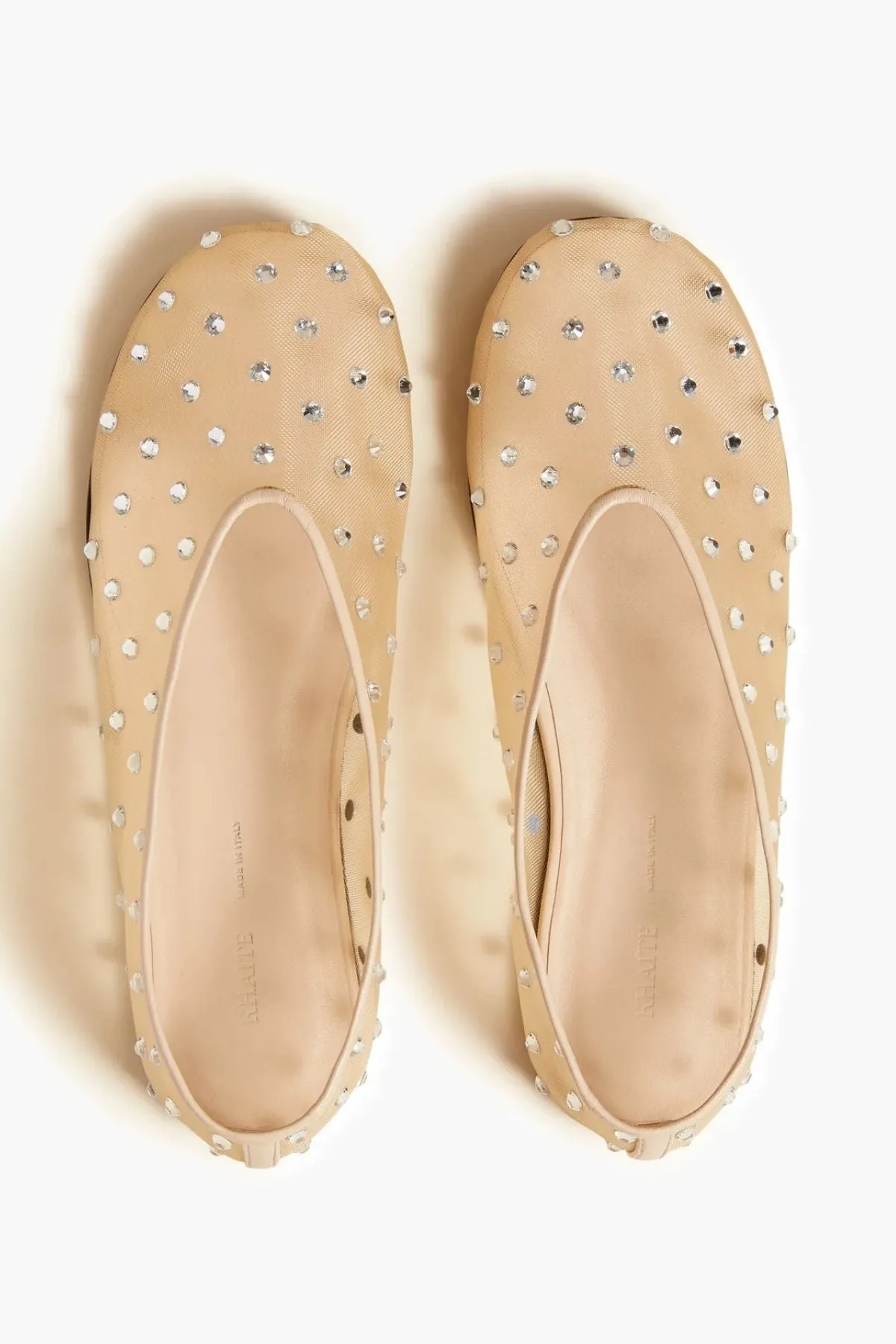 KHAITE Marcy Crystal Flat - Beige Mesh