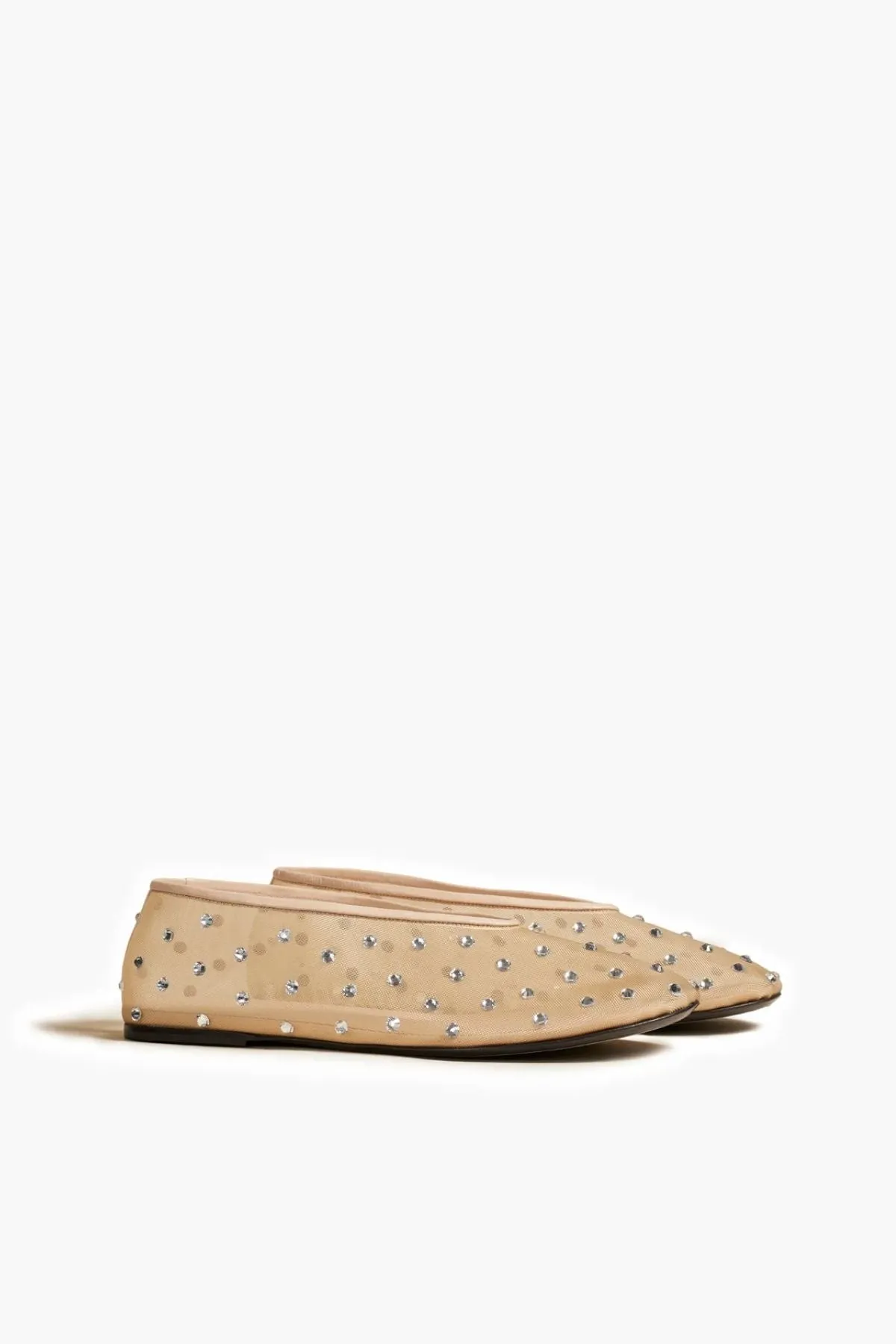 KHAITE Marcy Crystal Flat - Beige Mesh