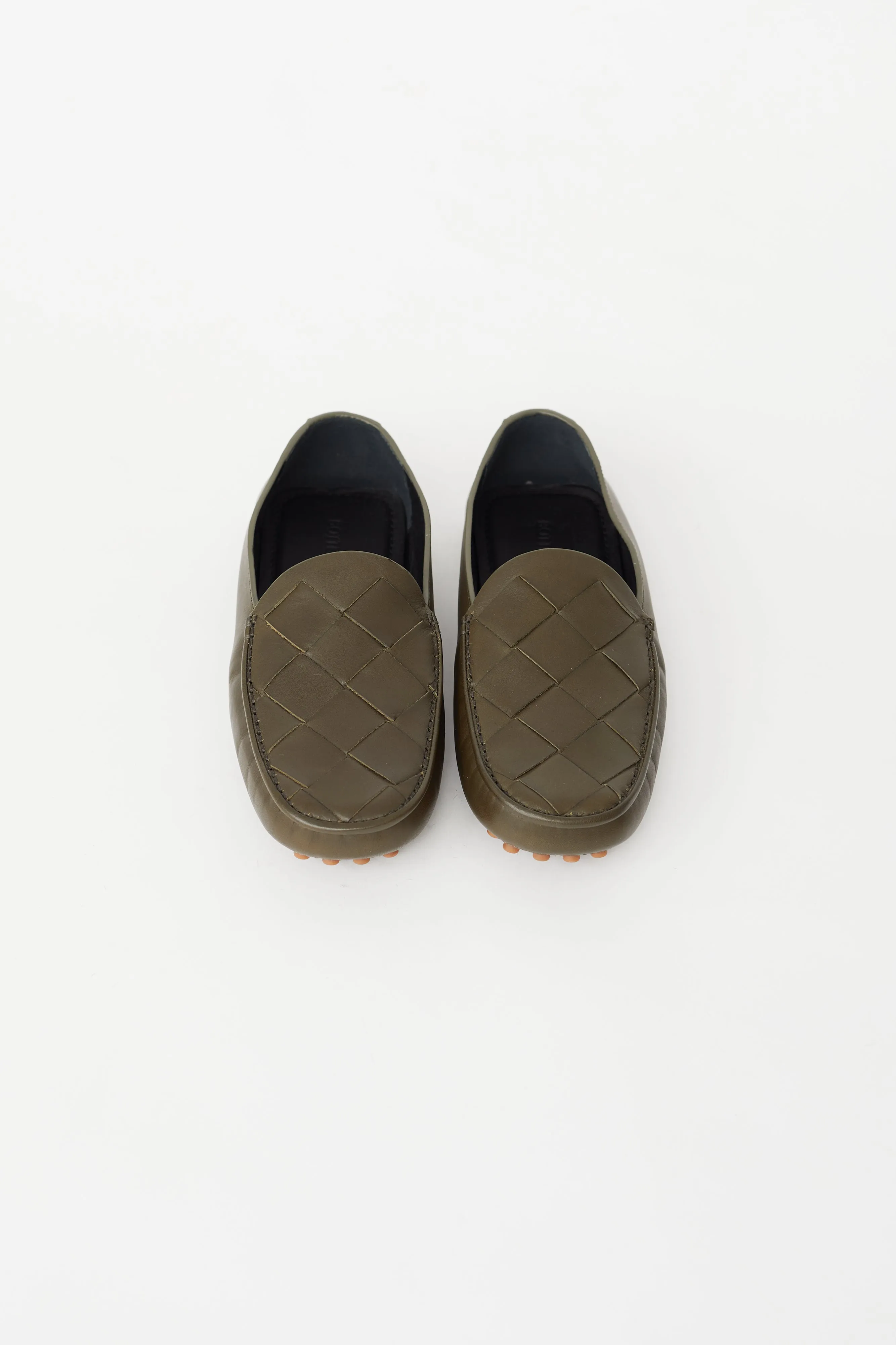 Khaki Green Intrecciato Driving Loafer