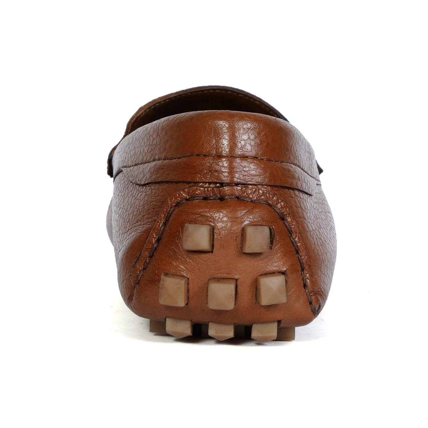 Nubs Driver Sole Loafers in Tan Textured Leather