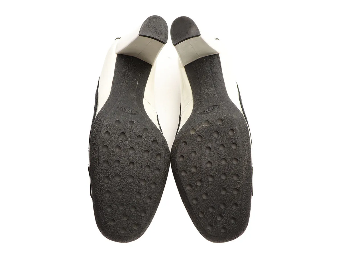 Tod's White Patent Mocassino Pumps