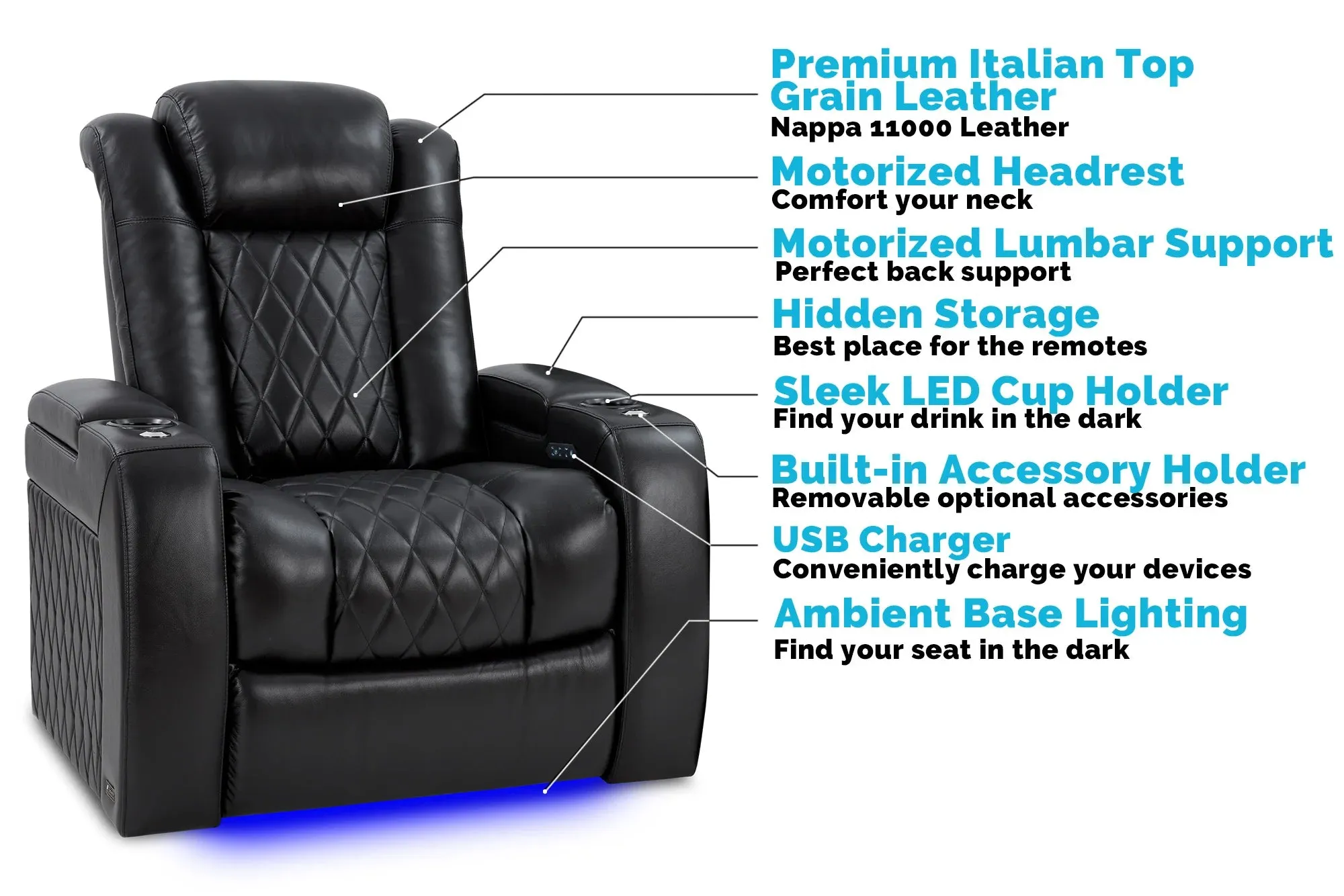 Valencia Tuscany XL Leather Home Theater Seating Heavy Duty Row of 4 Loveseat Right, Dark Chocolate