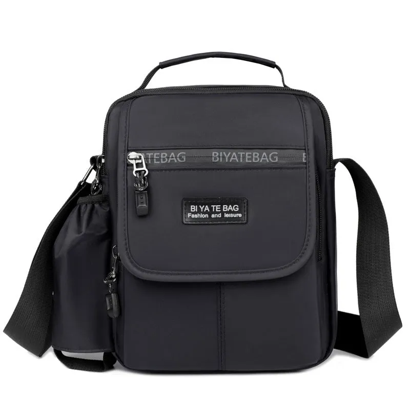 XIANGTUIBAO New Shoulder Bag Men's Oxford Cloth Messenger Bag Men's Business Outdoor Casual Vertical and Portable Design Small Bag Men's Water Cup Bag